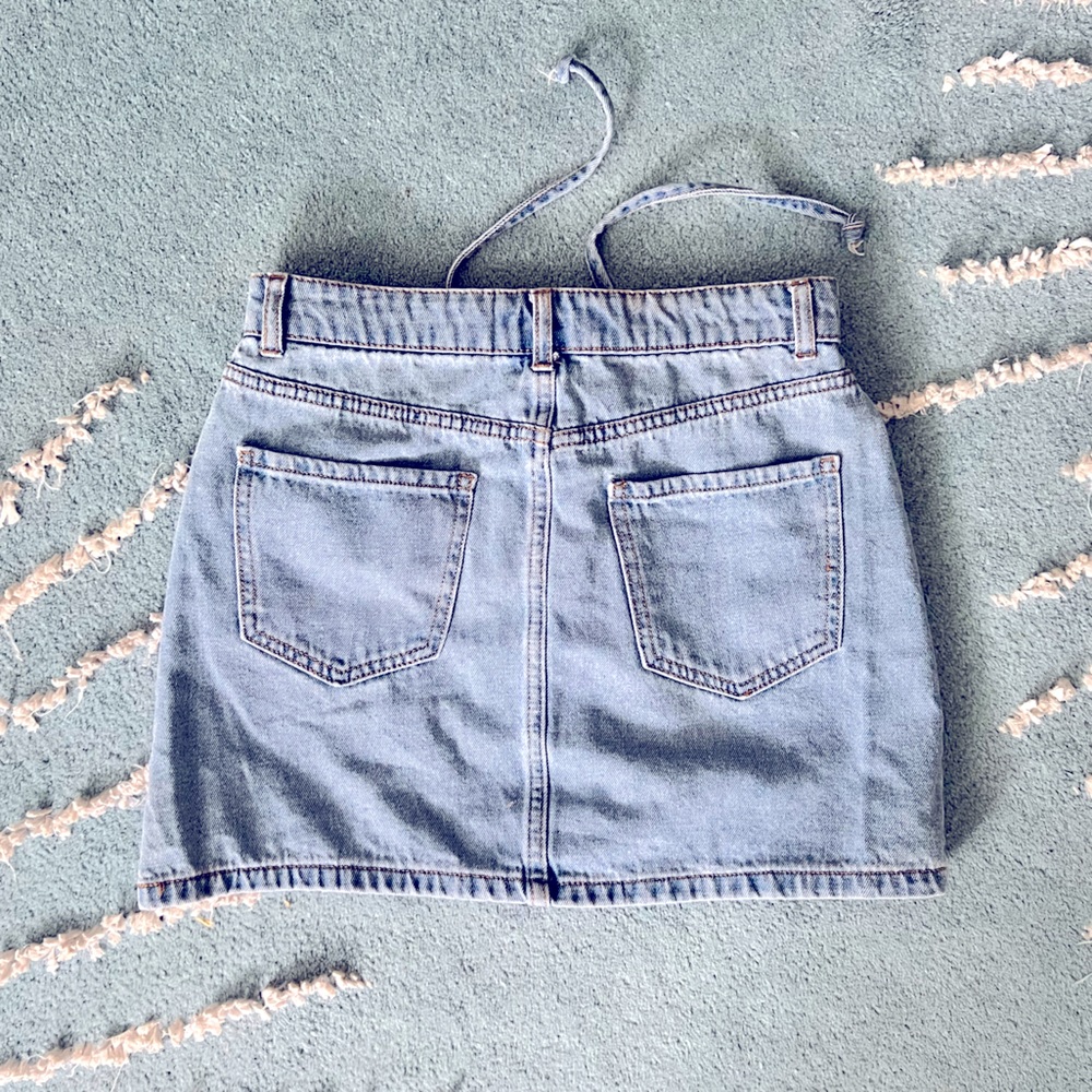 Lace-up denim mini skirt